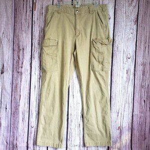Carhartt 36 x 32 Mens Canvas Pants Stretch Cargo Work Khaki Relaxed Fit